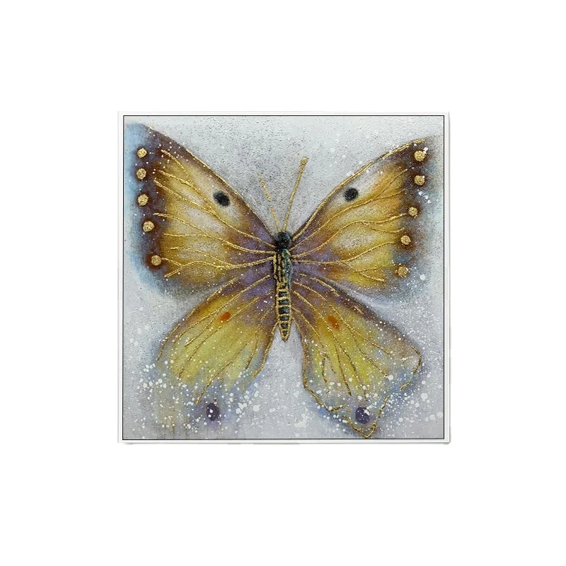 Handmade Oil Paintings Gold Butterfly Painting Animal Canvas Wall Art Home Decor 20X20 inch/50X50 cm