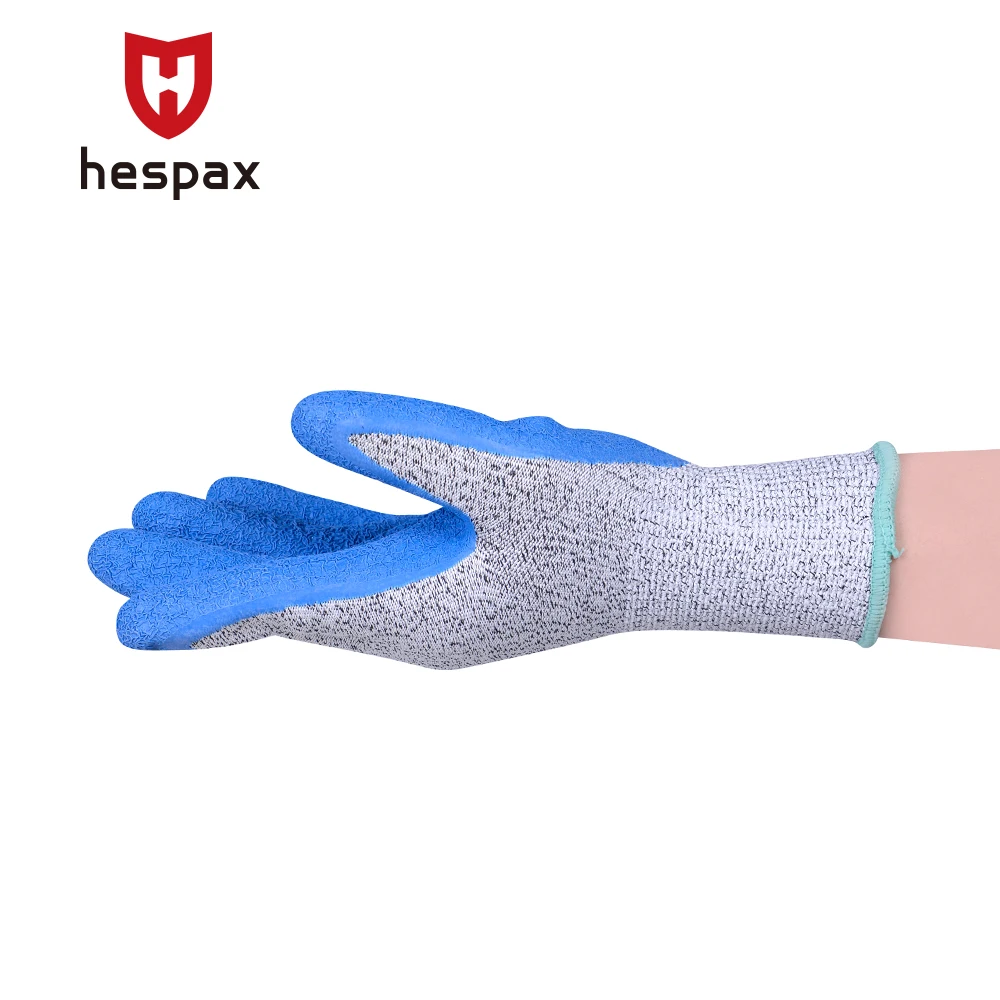 Лидер продаж, перчатки с латексным покрытием En388 4543 crinckle, промышленные HPPE устойчивые к порезам, садовые рабочие перчатки
