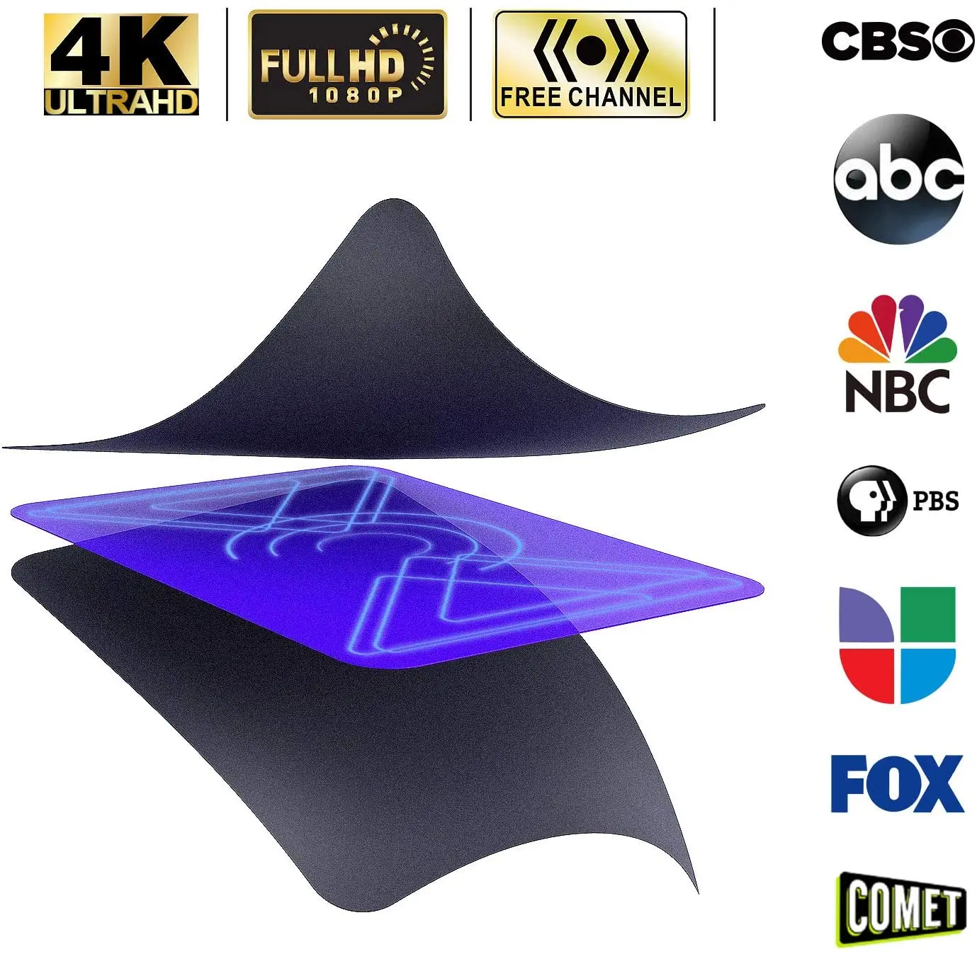 Wholesale tv antenna indoor hdtv digital antenna for set top box television channels signal aerial 1080P 50 Miles