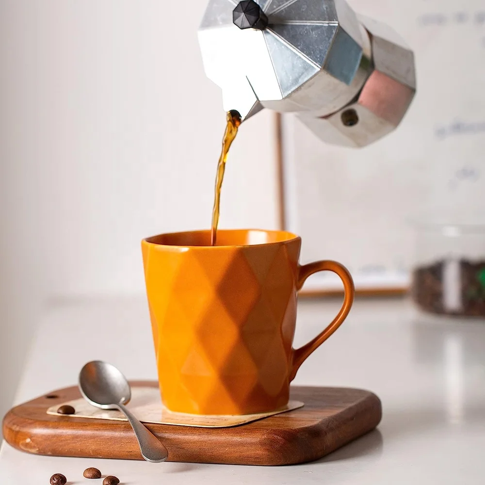 Best selling color glazed embossed design ceramic coffee mugs porcelain mugs for coffee and water, tea