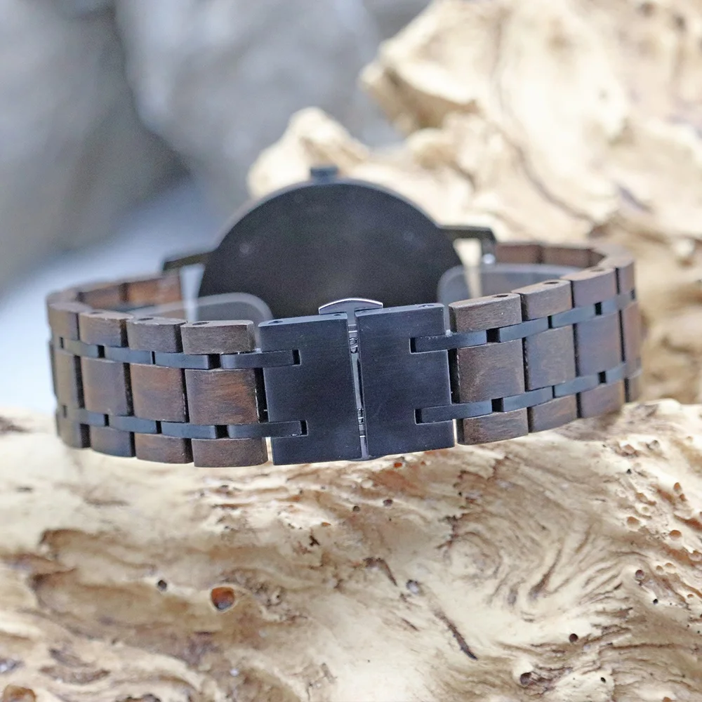 Wholesale high end custom waterproof wooden steel watch men size wrist watches fancy