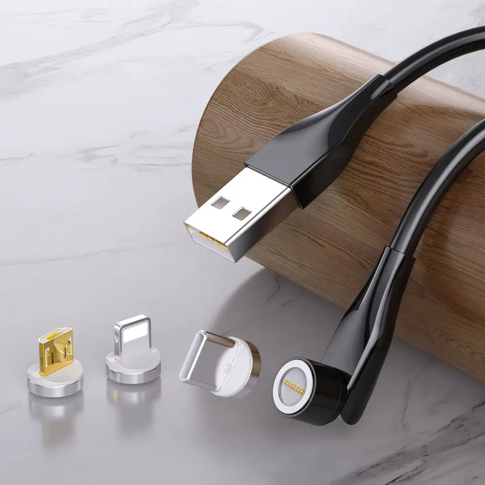  Tongyinhai Заводская поставка 540 вращающийся светодиодный Micro USB Тип C 3 в 1 Магнитный зарядный кабель