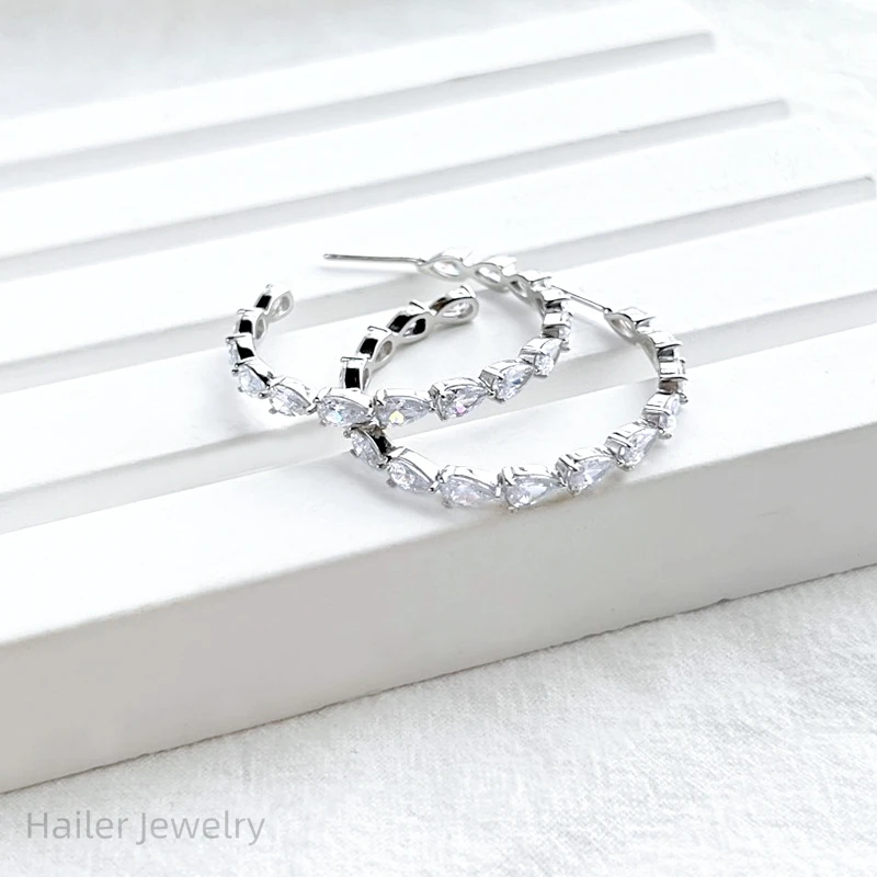 Hailer joyas pear shaped moissanite gold earrings 18k solid hypoallergenic chunky hoop earrings for women