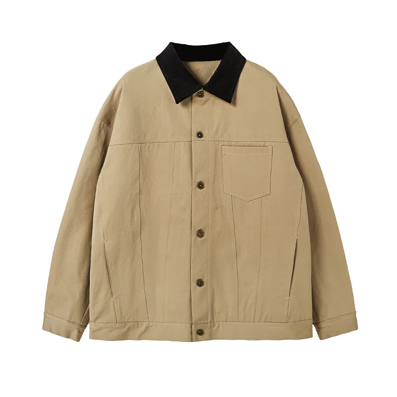 High quality men clothing fashion canvas bomber outdoor jacket for men 2024 work wear hunting jacket corduroy collar