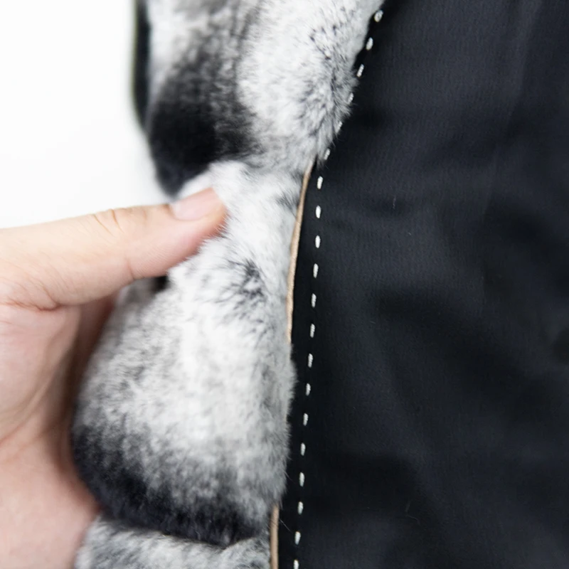 NAFA Customize Ladys Oversized Hooded Rabbit Fur Coat with Best Quality Wholesale Price Chinchilla Like