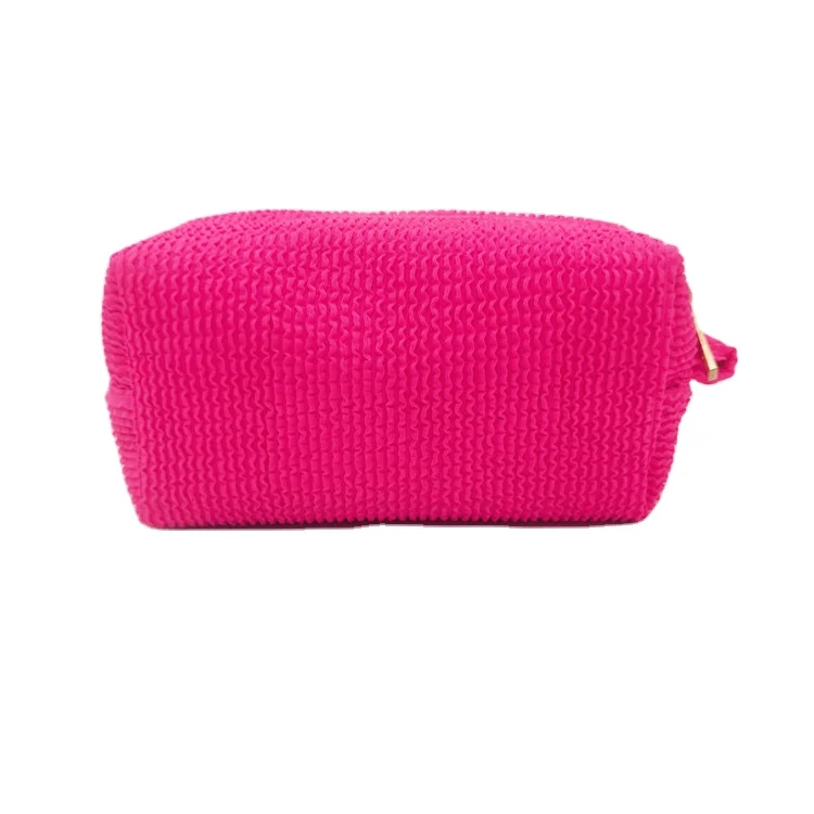 Custom neon pink color Travel Toiletry Bag Cosmetic Bag Zipper Case For Women Girls Ladies