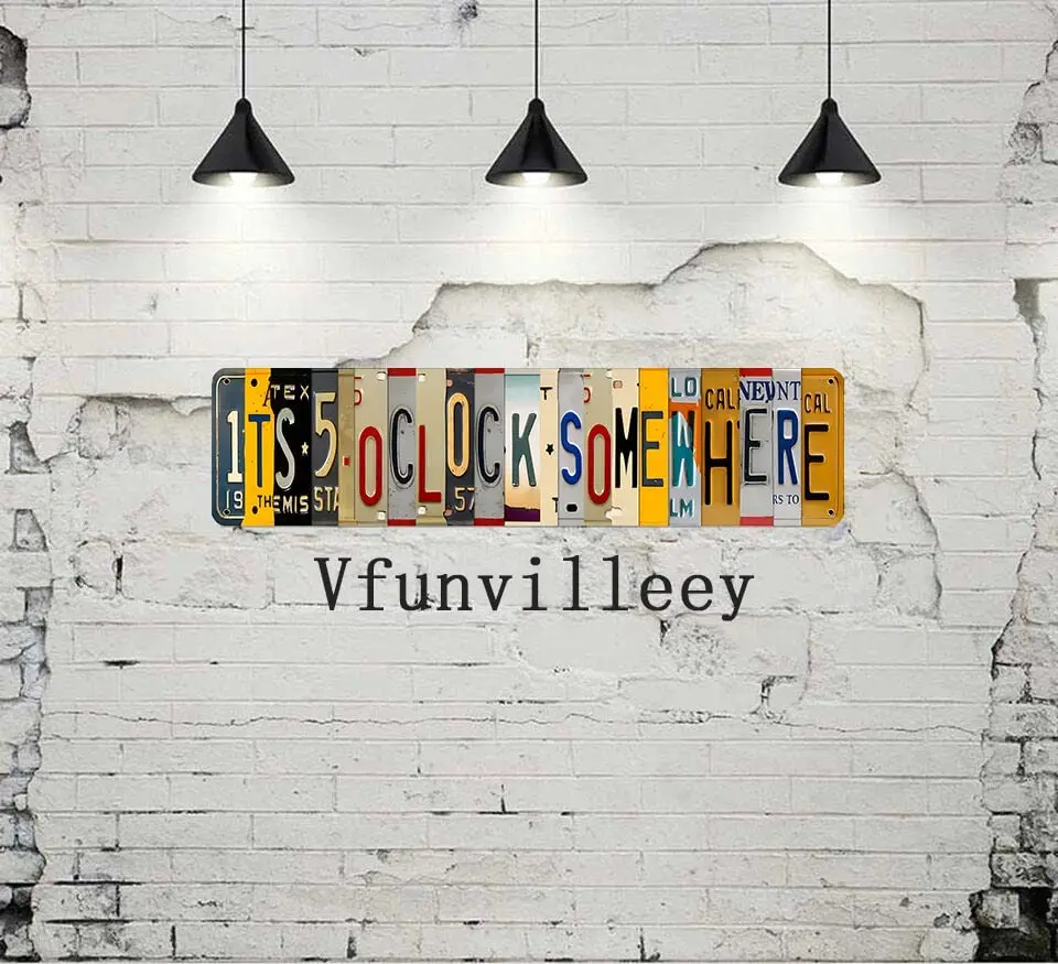 Customized Five O Clock Somewhere Unique Metal Wall Decor for Home, Bar, Diner Metal Signs