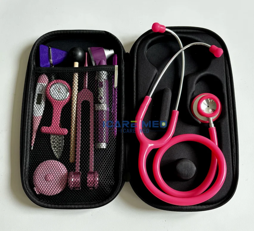 Customize stethoscope kit And Mini Otoscope Set Manual stethoscope case Pen Light Stethoscope Tuning Fork Reflex Hammer