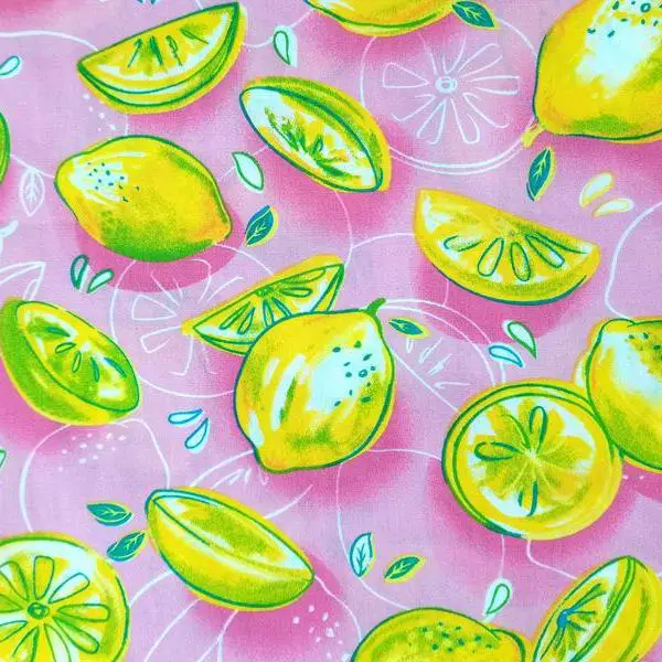 Custom Eco-friendly Cartoon Lemon Printed Kimono Baby 100% Organic Cotton Fabric