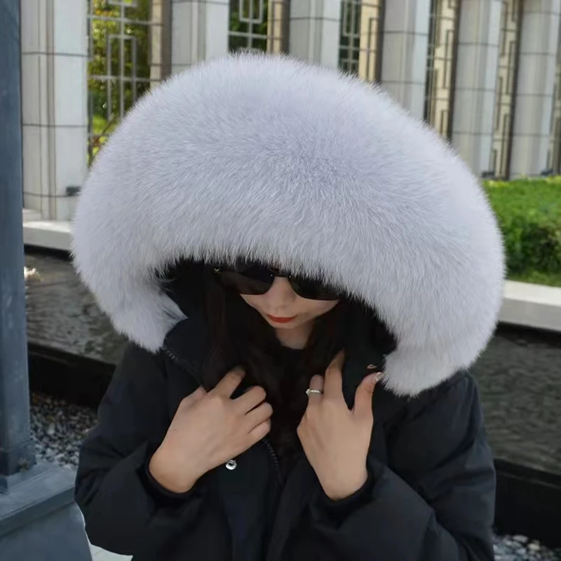 2021  winter  Real  big  fox   fur  collar      Parka  fox  Real   fur  collar       detachable  collar