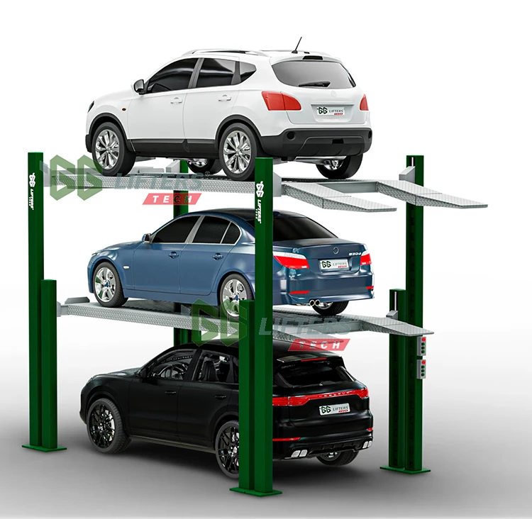 3 levels vertical car storage lifts
