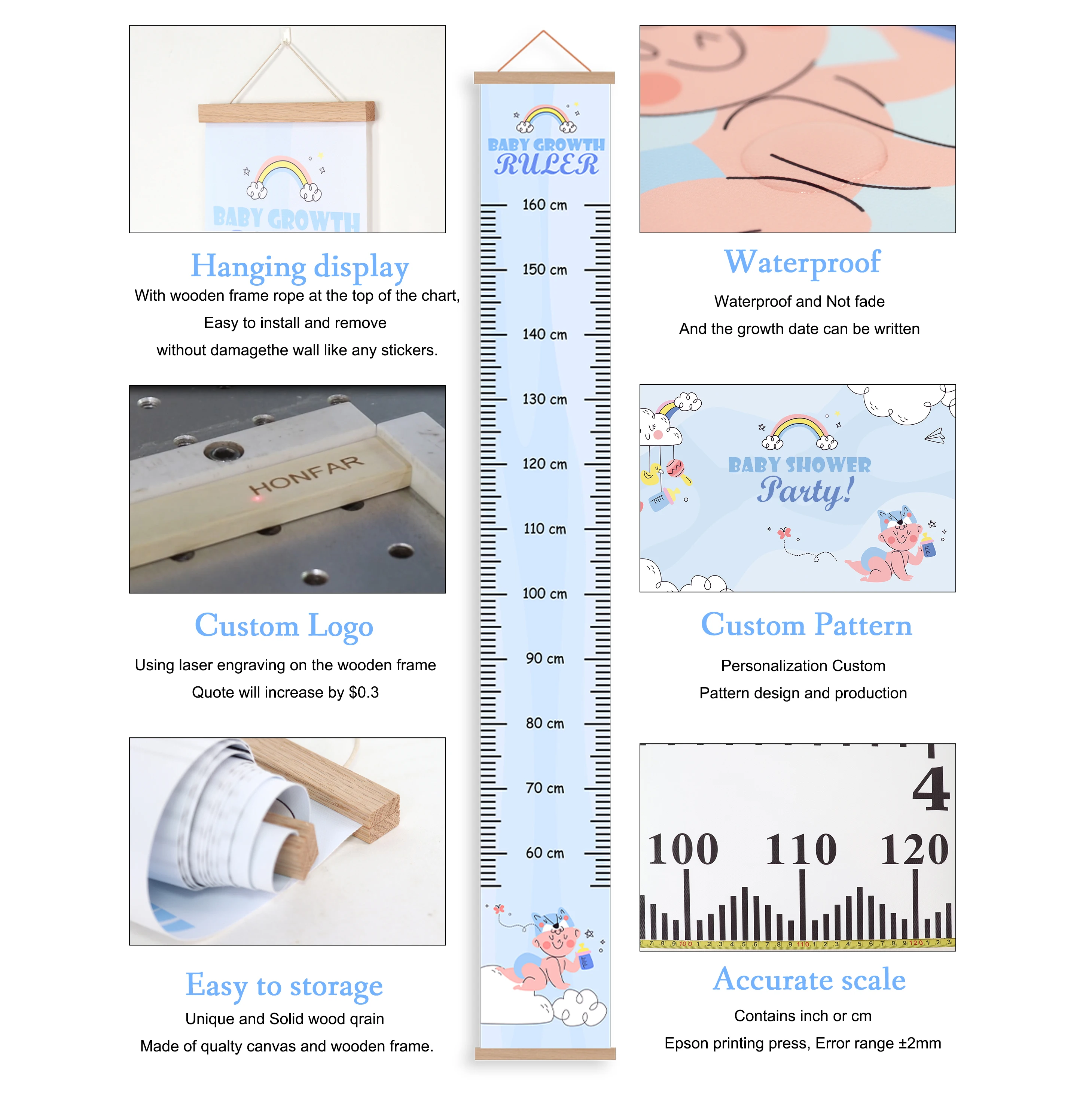 Personalized Space outerspace Growth Chart boy growth height chart rocket stars wall canvas ruler