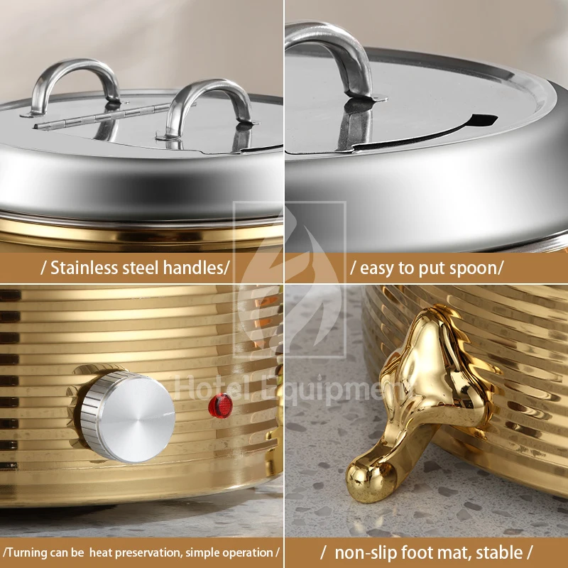 Stainless Steel Electric Soup Warmer Kettle for Hotel & Restaurant Buffet Soup Warmers