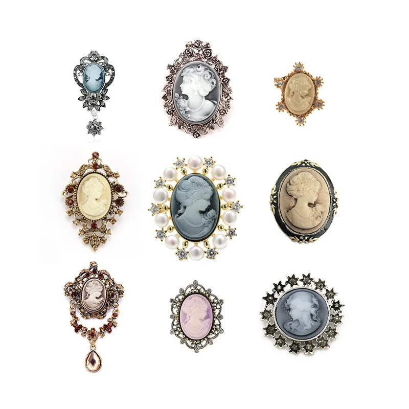 Высококачественные винтажные Броши JAENONES со стразами на заказ оптом брошь в виде головы королевы для портрета комплекты брошей