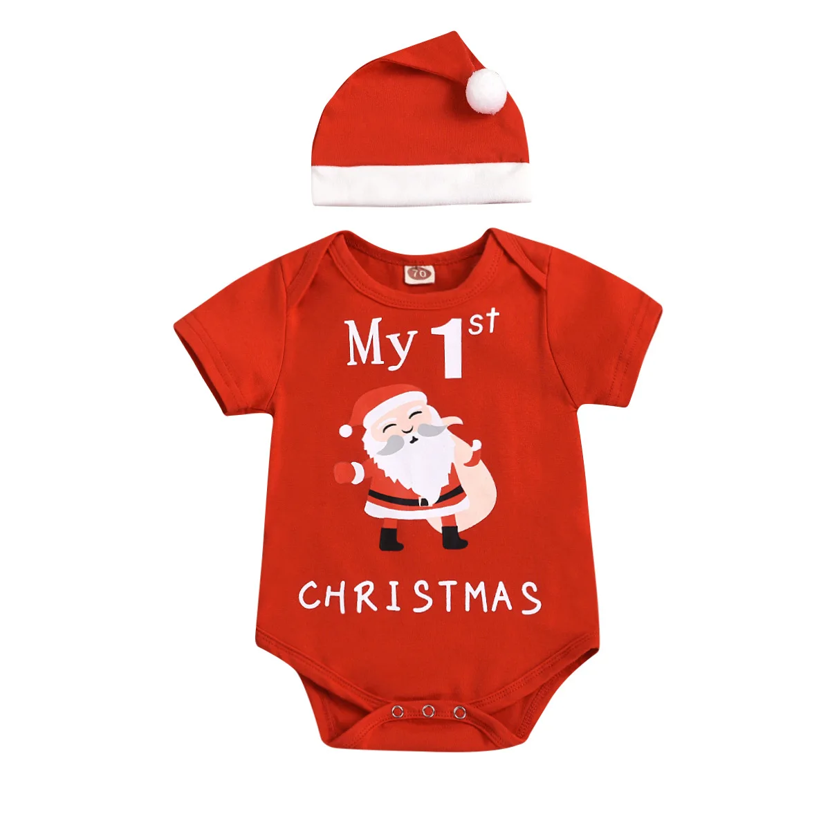 Wholesale European and American Christmas Infant baby boys and girls Triangle Wrap Hip Romper baby onesie with Christmas hat