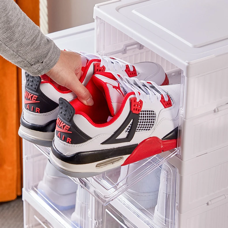 Free installation shoebox Transparent shoe cabinet storage box Home simple shoe rack Plastic foldable shoe cabinet with cover