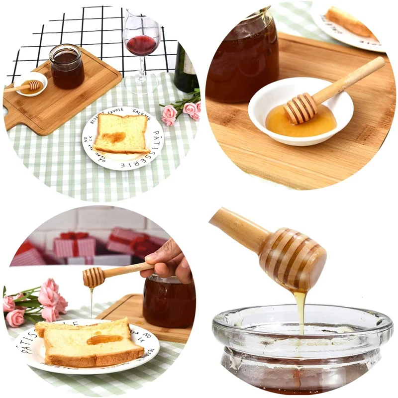 Масляная деревянная мешалка стеклянная банка медоница 3 дюйма
