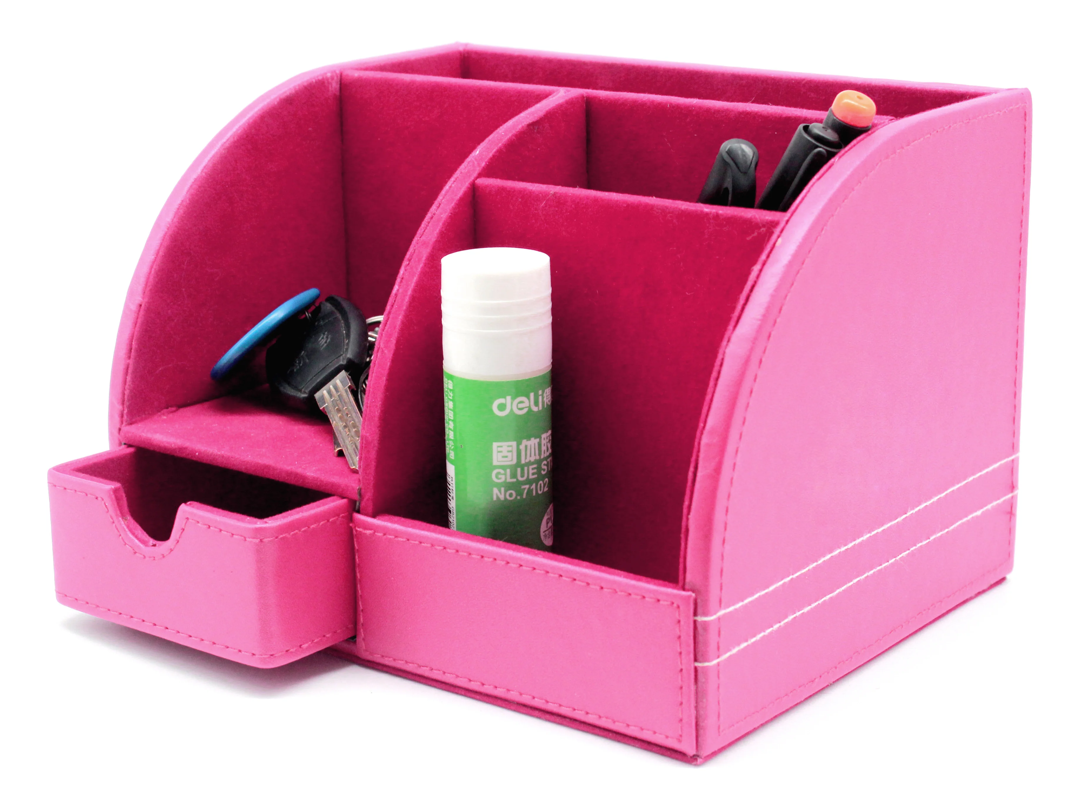 
Amazon hotsale Custom logo high quality MDF PU leather office desk organizer 