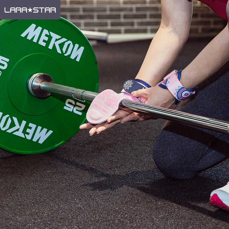 LS0778 Mandragora Series Leather Weight Lifting Wrist Straps for Deadlifts with Neoprene Cushion