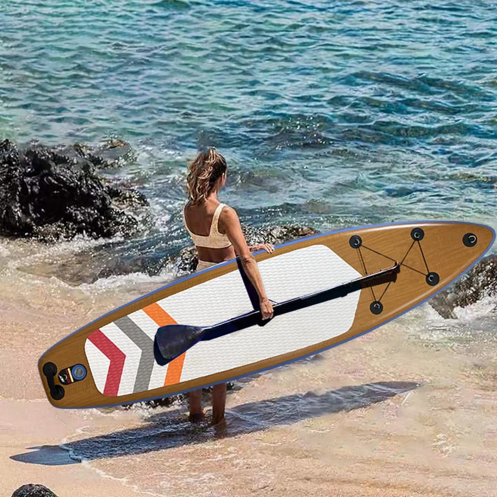 BSCI / EN Wholesale New Design Wood Pvc Inflatable Stand Up Paddle Board Epoxy Paddle Board Isup