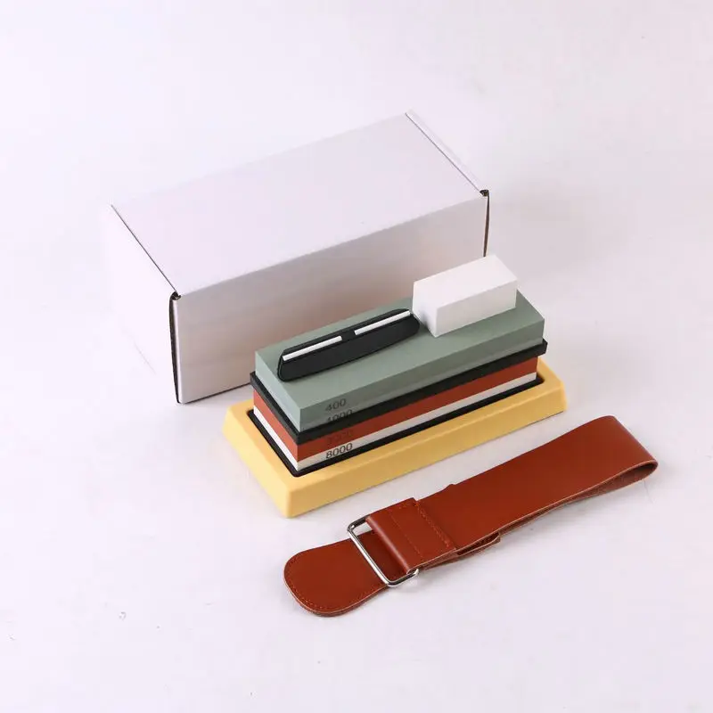 Sharpening Stone Set with Non-Slip Bamboo & Silicon Base Dual 1000/6000 Grit Whetstone Double-sided Knife Sharpener Wetstone