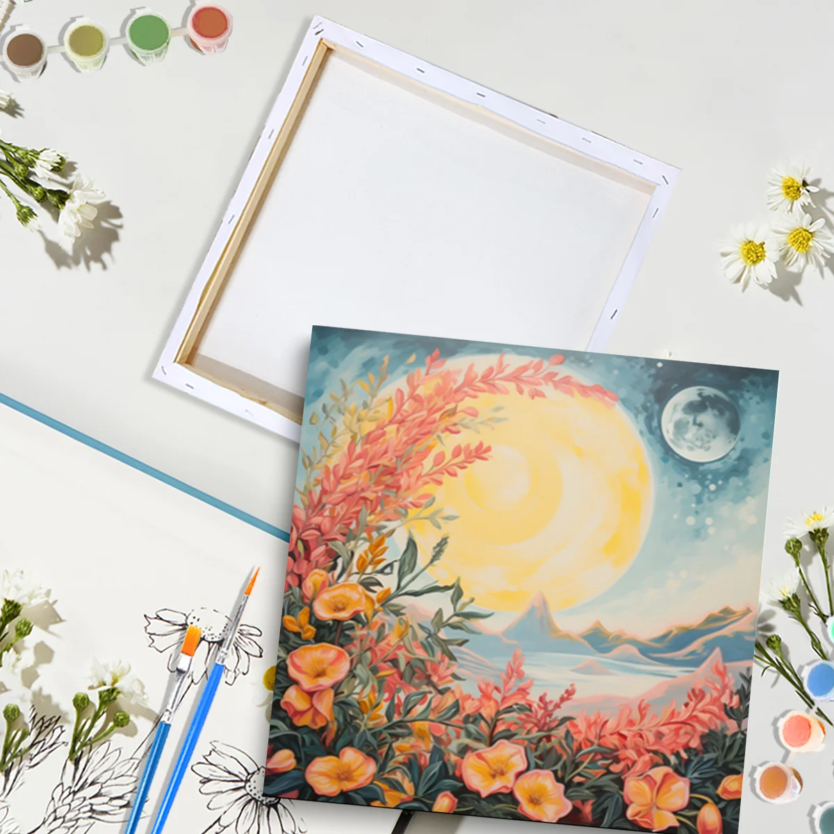 CHENISTORY Painting By Numbers Cartoon Abstract Flowers Beginner Kits Easy To Paint Diy Crafts Kits Sun Picture For Home Gift