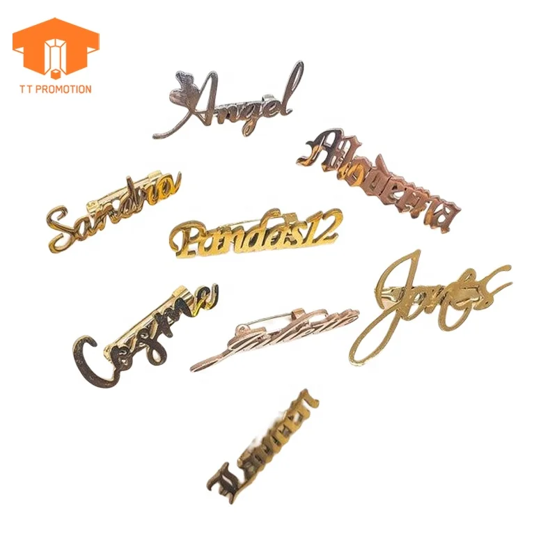 Custom Name Brooch Breastpin Clip Clasp Gift Enamel Pin Personalized Diy Metal Name Tag Lapel Pin Sublimation