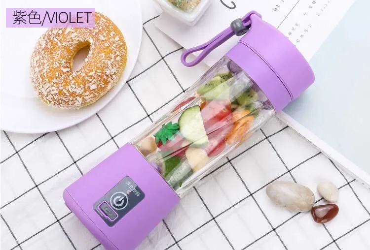 Custom Logo Mini Portable Blender 6 Blades Juicer Mixer USB Rechargeable Household Fruit Cooking Juice Machine Dispenser