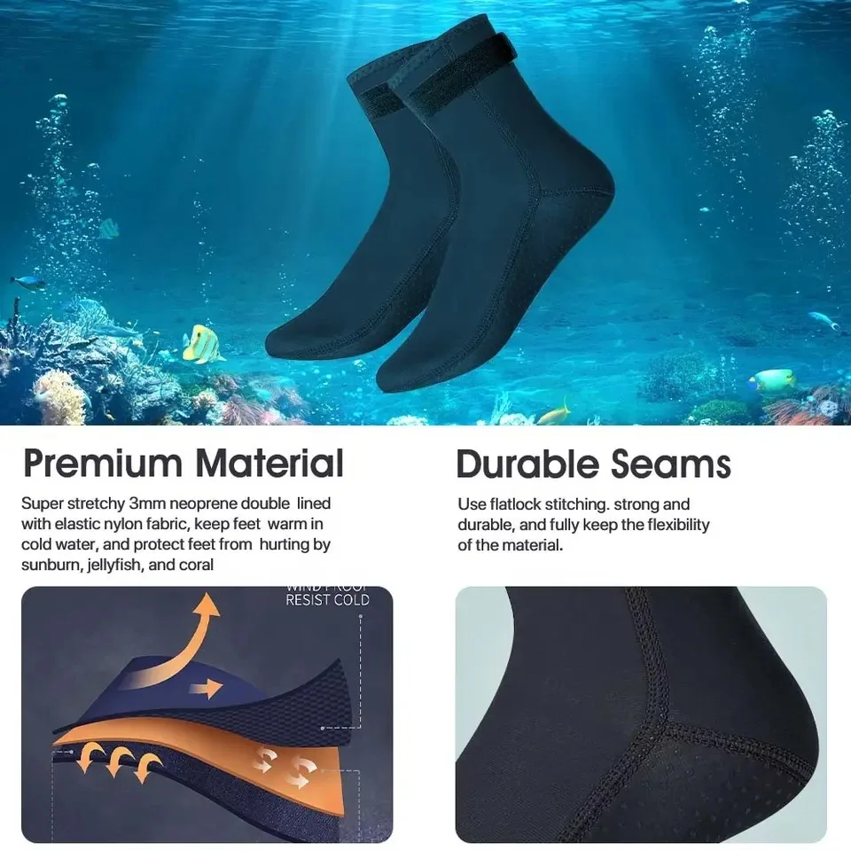 Swimming Water Sports Anti Slip Neoprene Hunting Beach Surfing 3mm Snorkeling Grip Custom Logo Diving Socks