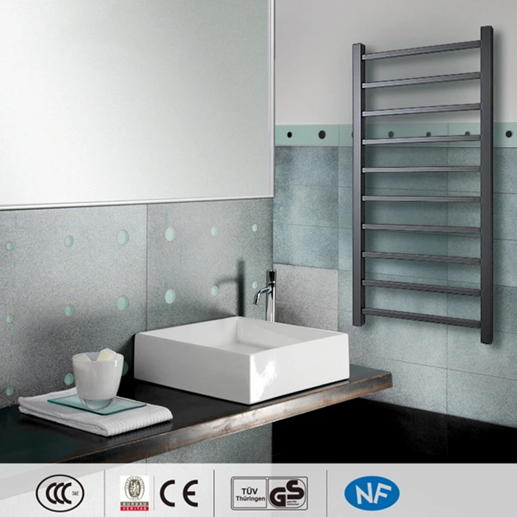 High Quality Wall Mounted Bathroom Radiator Black Heated Towel Warmer Rack Heated Towel Rail