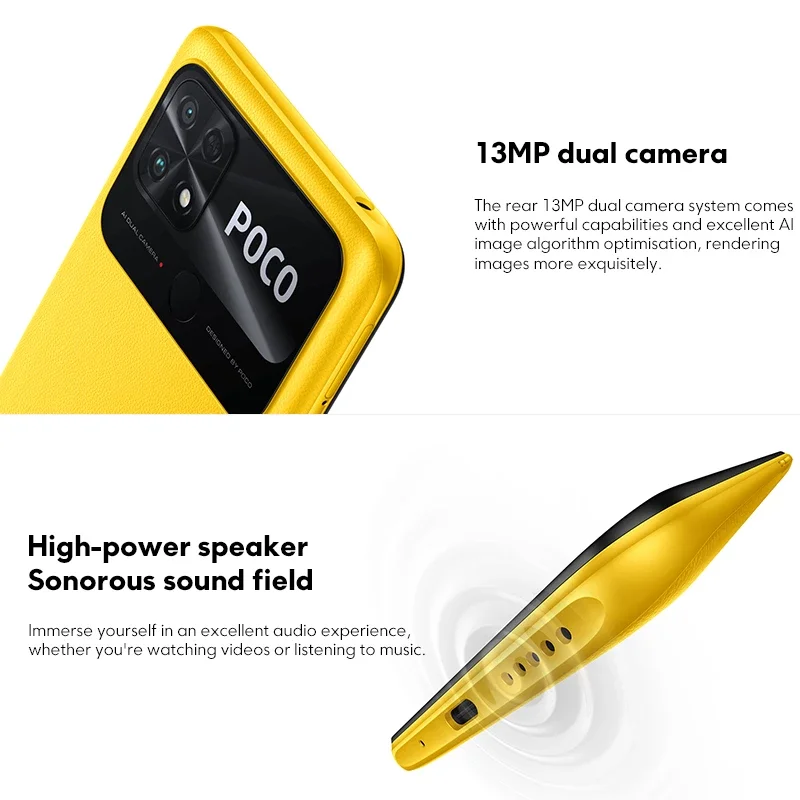 Original POCO C40 Mobile Phone Global Version 32GB/64GB ROM Octa Core CPU 18W Fast Charging 6000mAh Battery 13MP Main Camera