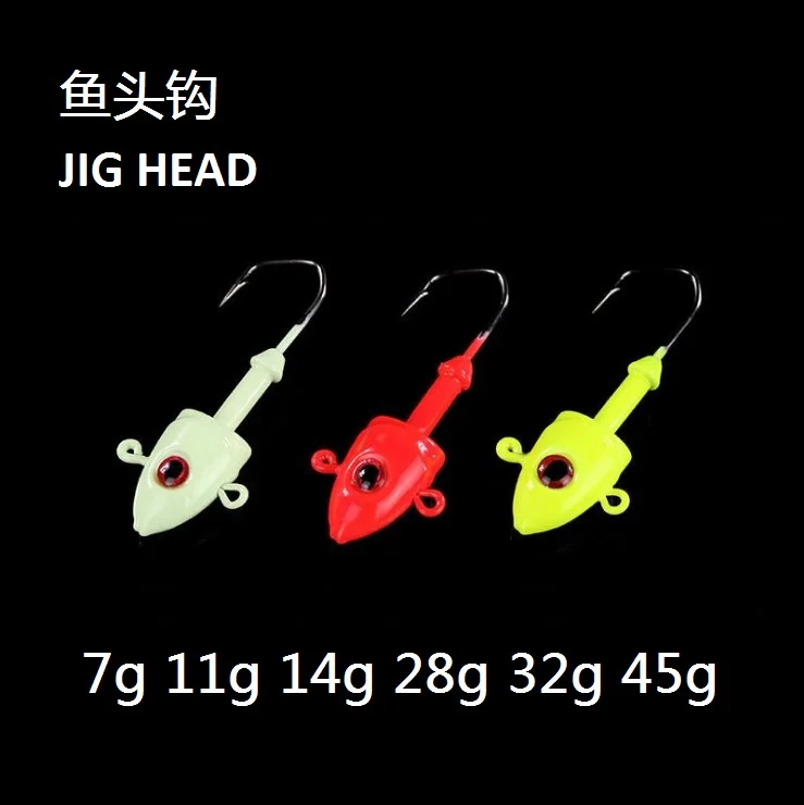 Lead Jig Head Fishing Hook High Carbon Steel Barbed Jigs Jigging Fishing Hook 2pcs Per Pack 3colors