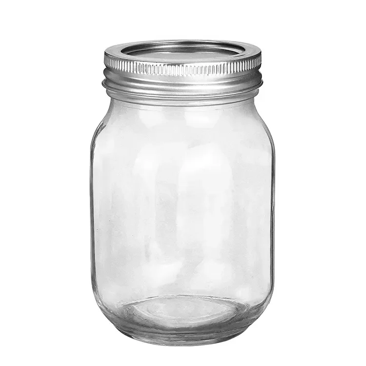 kitchen food storage container16oz 32oz wide mouth beverage candy glass mason jar with lid