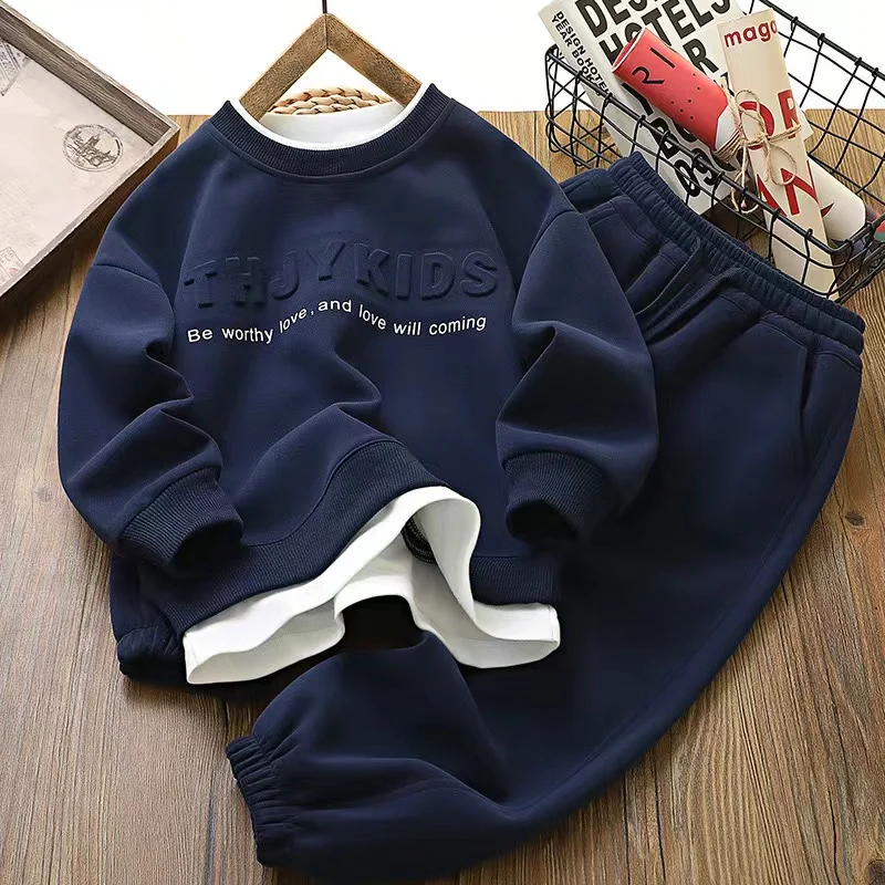 Child Sweatshirt And Pants Suit Kid Kids Sets Two Piece  Winter Clothing Sets Tracksuit Sweatshirt With Sweatpants 2 Piece