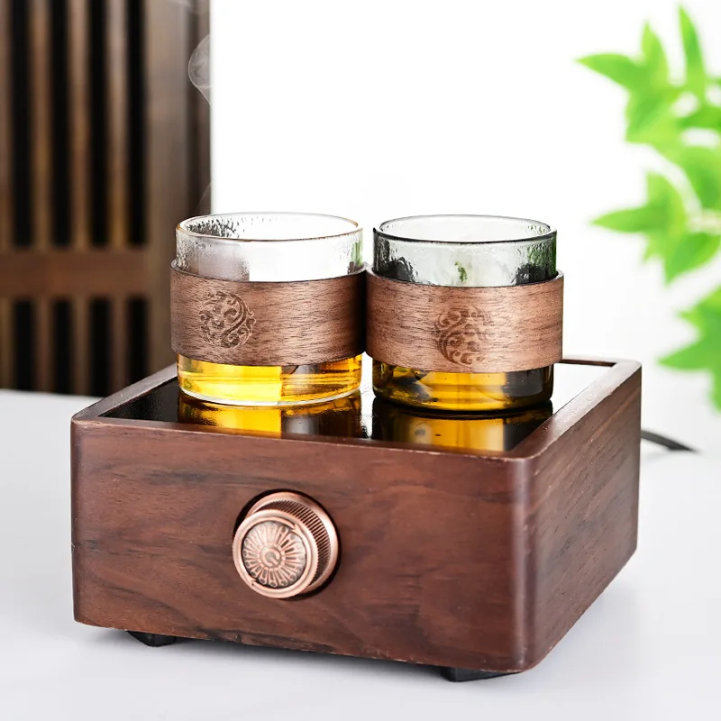 Hot Sale New Style 150ml Smoke Grey Glassware High Borosilicate Colored Glass Tea Cups With Wooden Handle