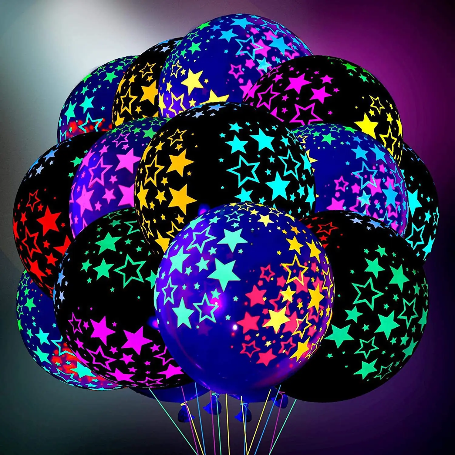 Happy Birthday Glow  Balloons Party Supplies Fluorescent Balloons for Black Light  Birthday Party