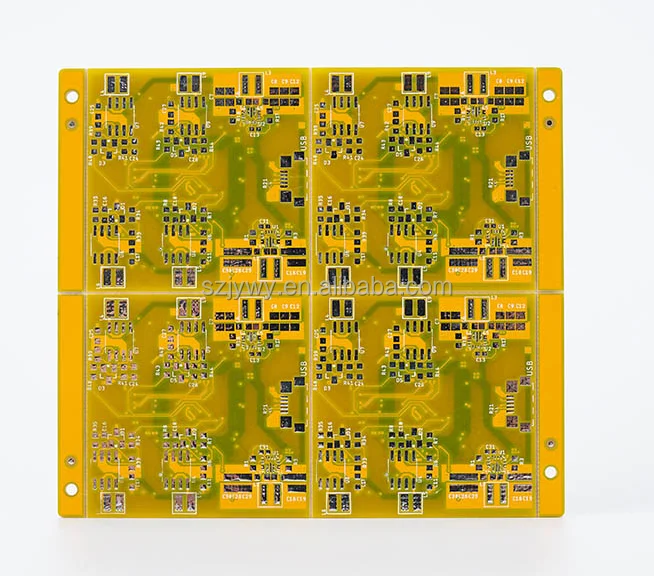 Yellow ink lead free tin spraying process special 6 layers PCB and SMT for industrial control field PCBA
