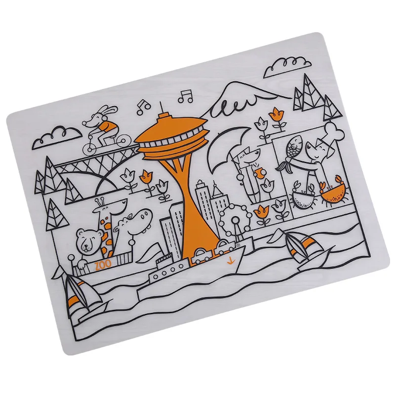 Coloring Doodle Fun Pad Silicone plastic-free silicone placemat food-grade silicone with with washable or dry erase markers