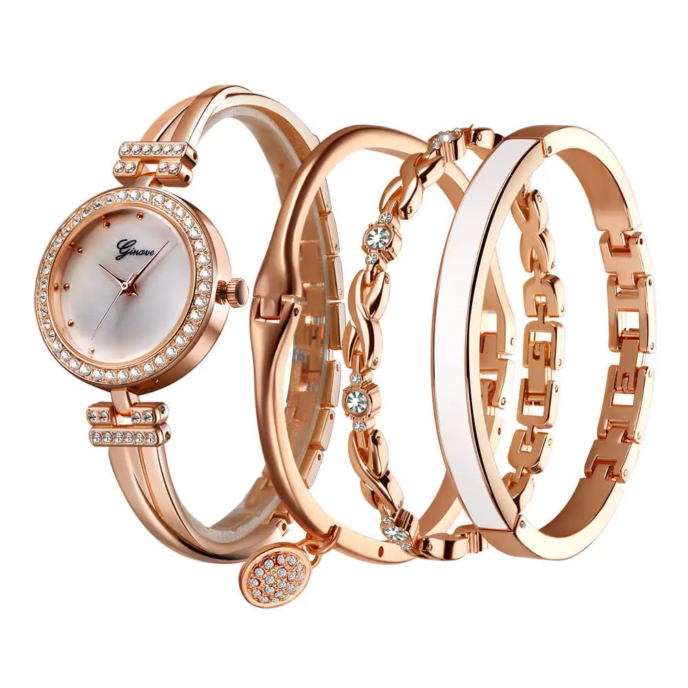 WJ-10998 Popular 4-piece Women Watches Popular Fashion Diamond Temperament Quartz Watches Ladies