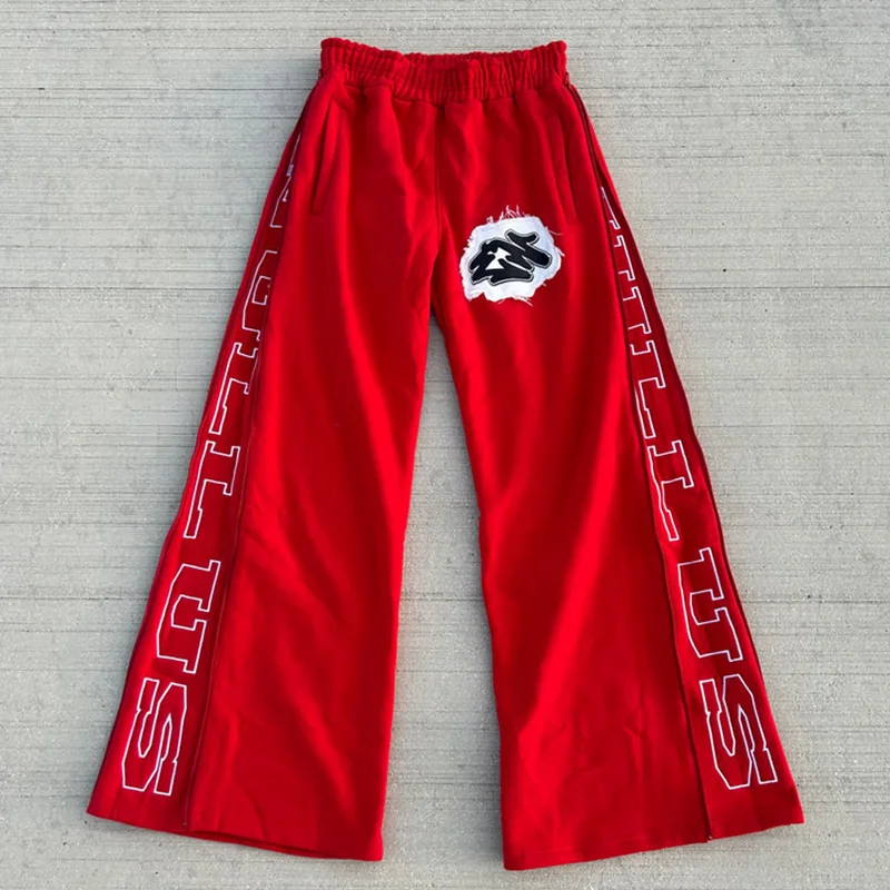 OEM Custom Logo Cargo Mens Color Block Stitching Pants Casual Trousers Sweats Stacked Joggers  Pants Sweatpants