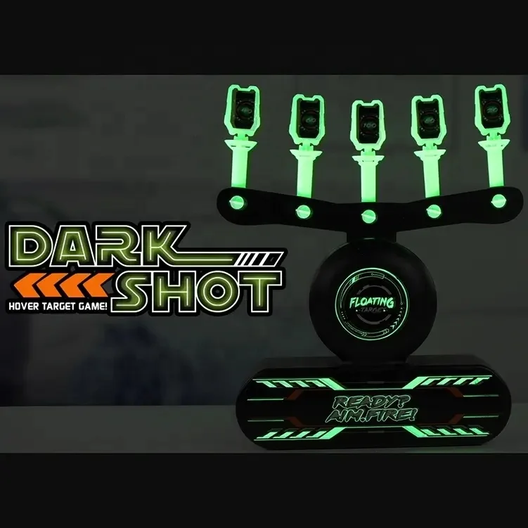 2 in 1 luminous air hover target shooting game set with 2 electric soft bullet guns toy for child floating ball shot in the dark