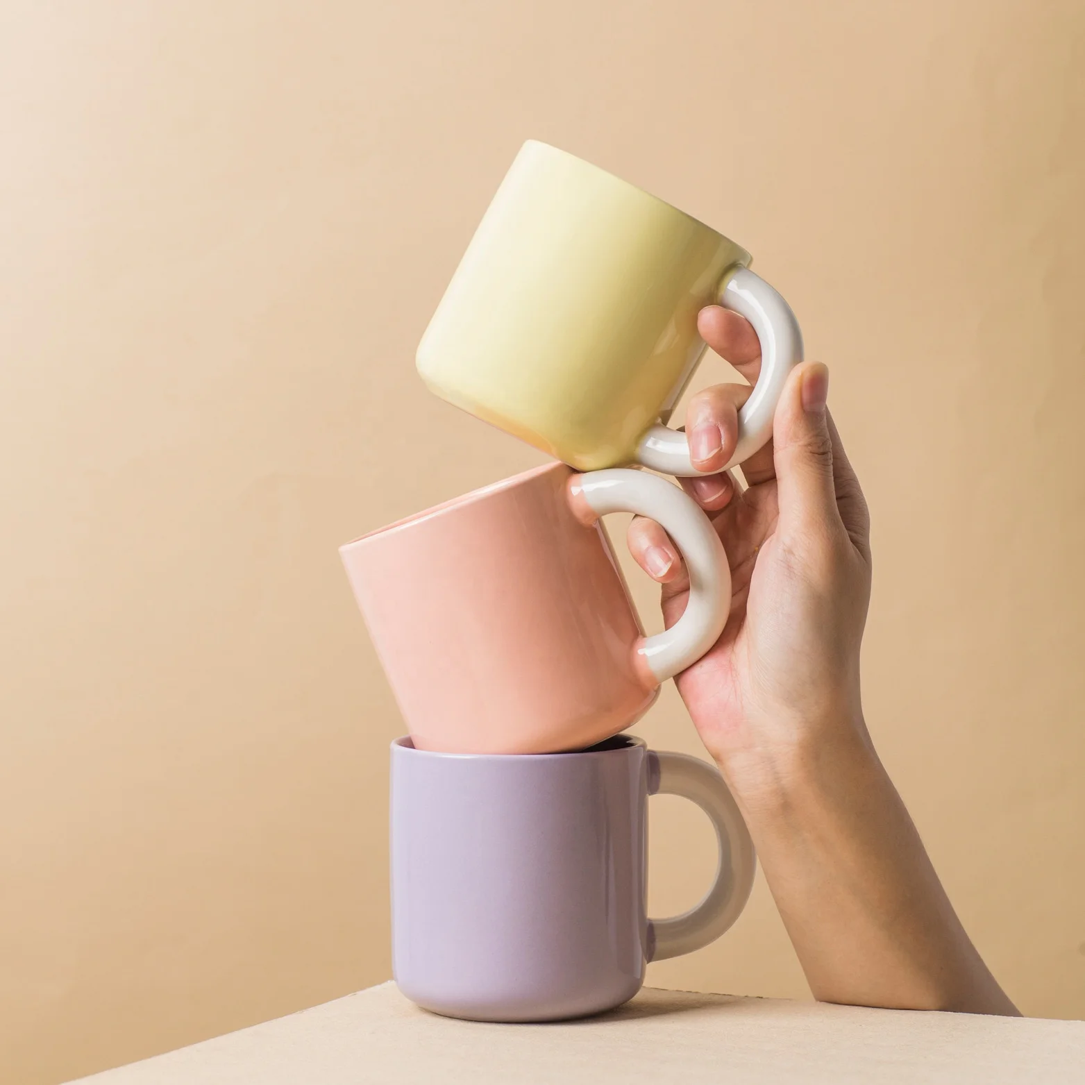 Nordic style 12oz ceramic mug warm macaron color porcelain coffee mug