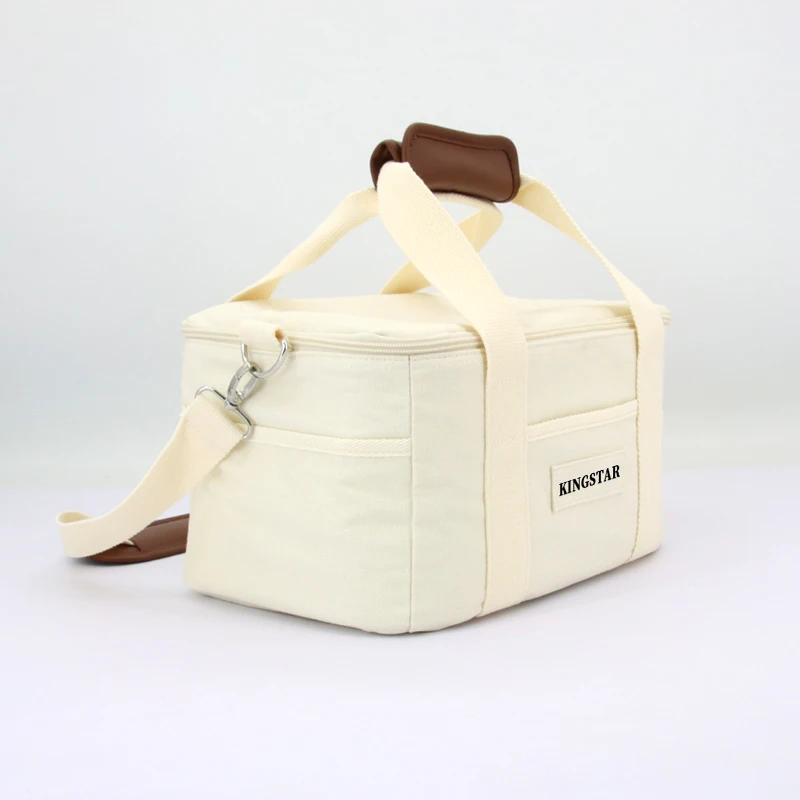 Outdoor Insulated Cooler Bag Travel Insulated Tote Bag Canvas Lunch Bags with Shoulder Strap