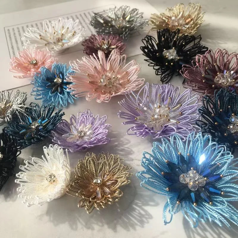 Delicate Flower Embroidery Rhinestone Applique Patch,Beaded Flower Patch Supplies for Coat,T-Shirt,Costume Decorative Applique