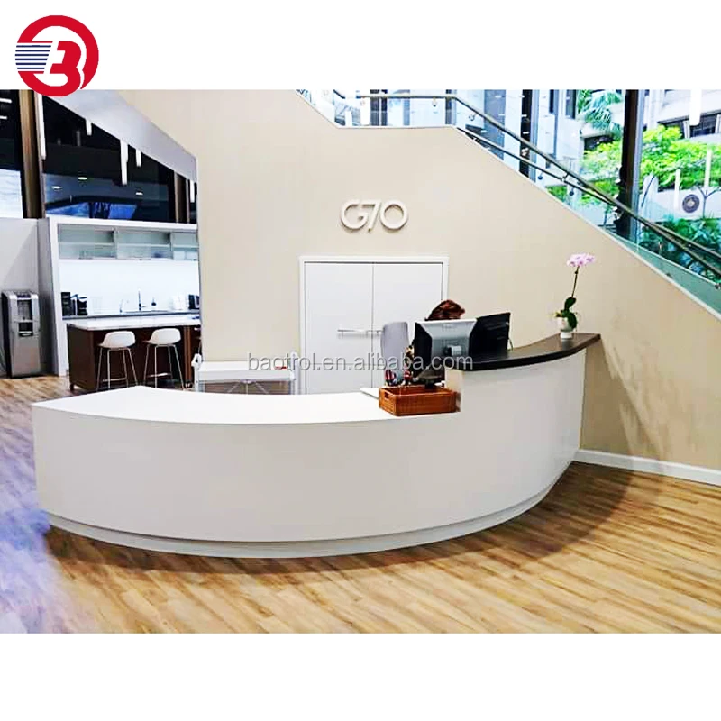 Warm Touch, Colorful and Luxury  Solid Surface Office  Reception Desk By Hotel