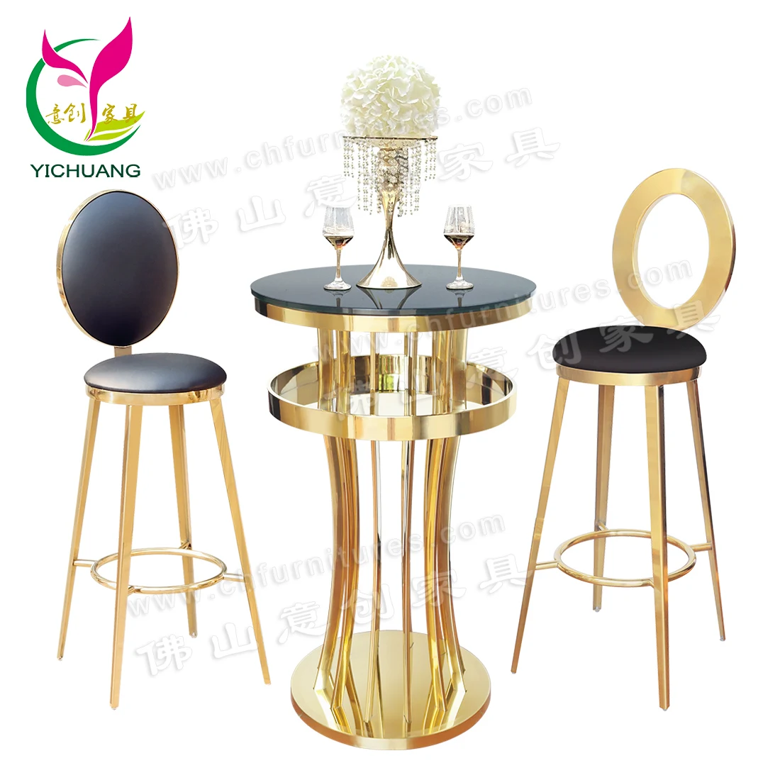 Fashion Light Luxury Bar Cafe Glass Table Stainless Steel