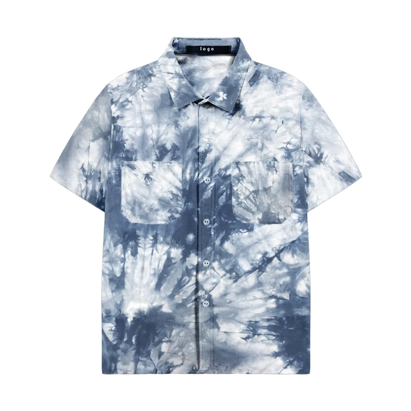 Tie Dye DIY Custom Colors Buttons Rayon Fabric Good Hang Feeling Casual Wear Hawaiian Shirts