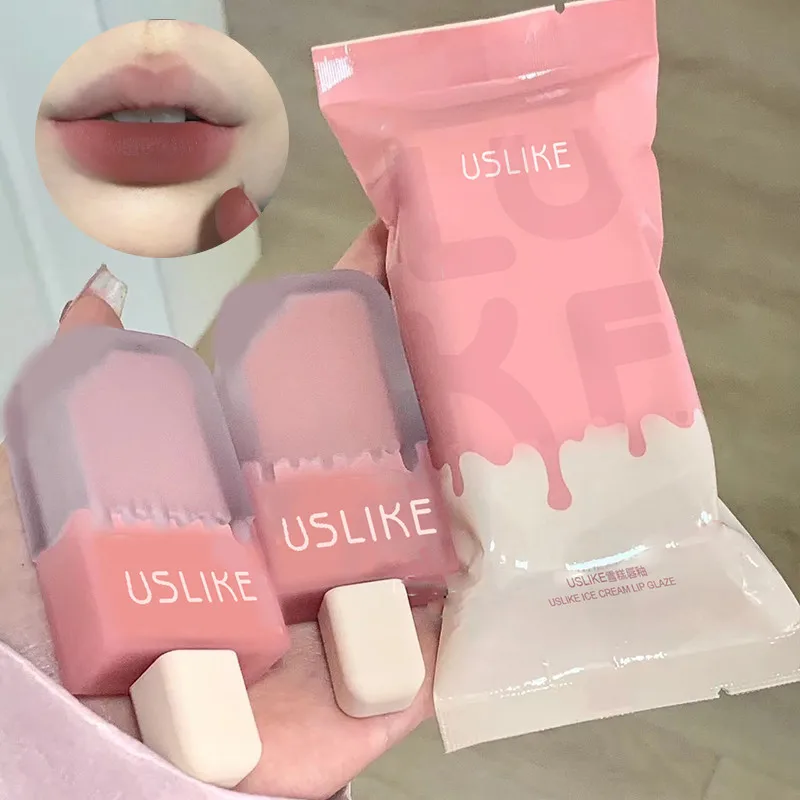 Custom Long Wear Sticky Waterproof Tinted Stain Matte Velvet Vegan plumper cute ice cream Shape Lip glaze