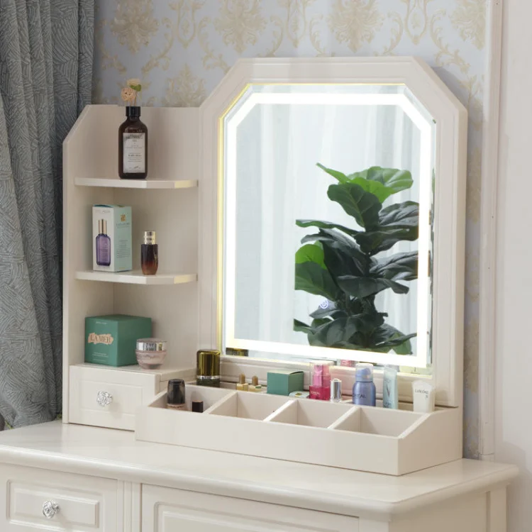 SZT-01 Simple Netflix Dresser Mirror Makeup With Lights Study Bedroom Modern Minimalist Small Mini Table