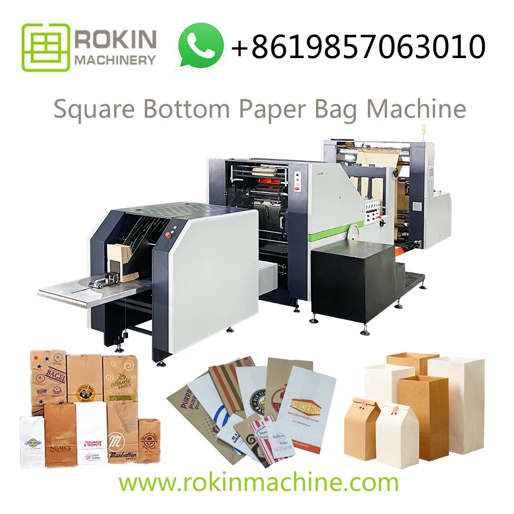  ROKIN BRAND square bottom paper bag making machine price v automatic